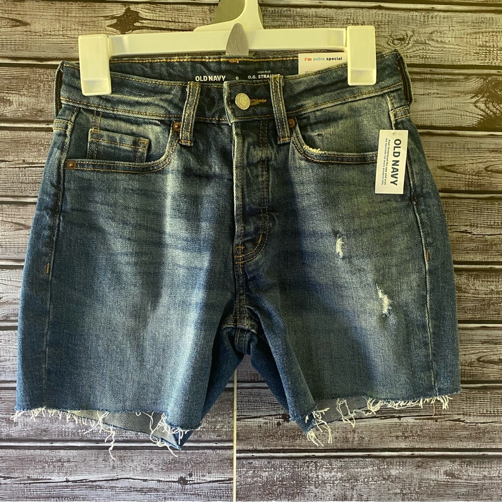 NWT Old Navy Women's High-Rise O.G. Straight Jean Shorts Size 0